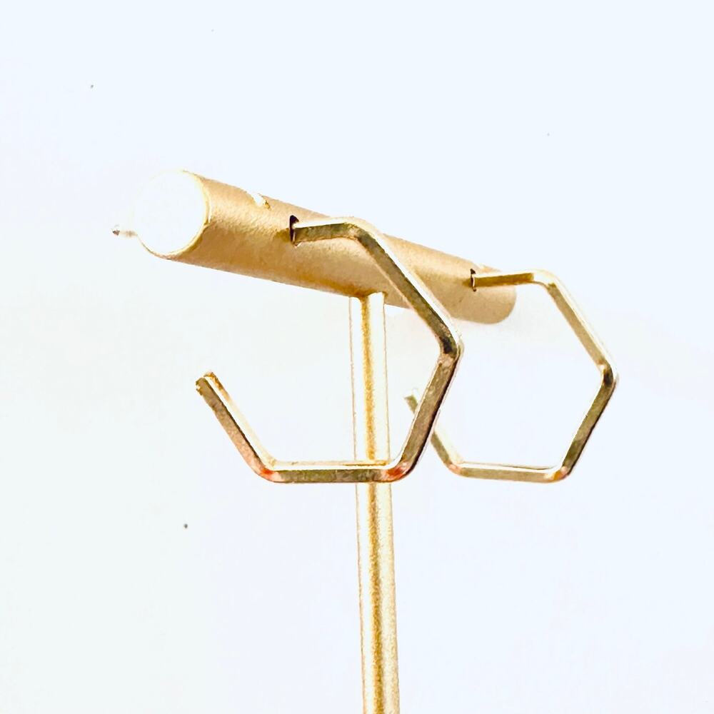 Gold hexagon hoop earrings